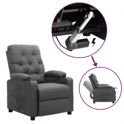 Rozkładany fotel ułatwiający wstawanie, jasnoszary, tkanina