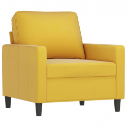 Fotel z podnóżkiem, jasnożółty, 60 cm, aksamit
