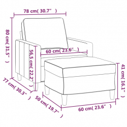 Fotel z podnóżkiem, jasnożółty, 60 cm, aksamit