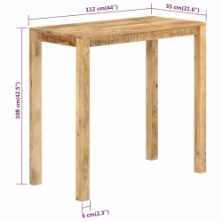 Stolik barowy, 112x55x108, lite drewno mango