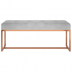 Ławka szara, 110x36x45 cm, tapicerowana aksamitem