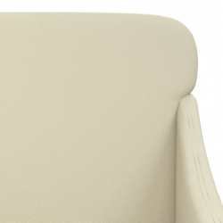 Ławka, kremowa, 110x76x80 cm, tapicerowana sztuczną skórą