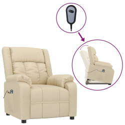 Fotel ułatwiający wstawanie, kremowy, obity tkaniną