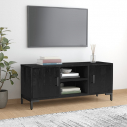 Szafka pod telewizor, czarna, 110x35x48 cm, drewno z odzysku