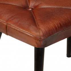 Fotel z podnóżkiem, brązowy, obity prawdziwą skórą