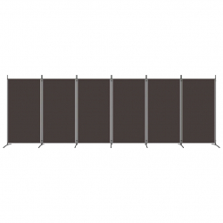Parawan 6-panelowy, brązowy, 520x180 cm, tkanina