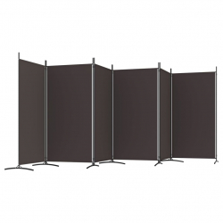 Parawan 6-panelowy, brązowy, 520x180 cm, tkanina