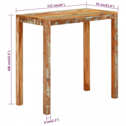 Stolik barowy, 112x55x108, lite drewno odzyskane