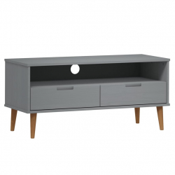 Szafka pod telewizor, szara, 106x40x49 cm, lite drewno sosnowe