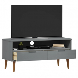 Szafka pod telewizor, szara, 106x40x49 cm, lite drewno sosnowe