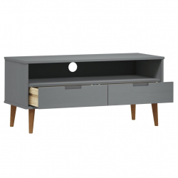 Szafka pod telewizor, szara, 106x40x49 cm, lite drewno sosnowe