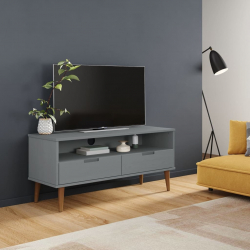Szafka pod telewizor, szara, 106x40x49 cm, lite drewno sosnowe