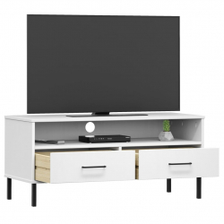 Szafka pod TV OSLO, metalowe nóżki, biała, sosnowa