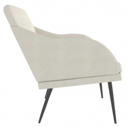 Ławka, kremowa, 110x76x80 cm, obita aksamitem