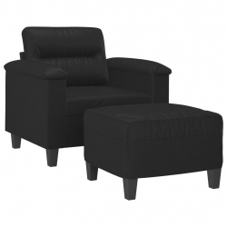 Fotel z podnóżkiem, czarny, 60 cm, sztuczna skóra