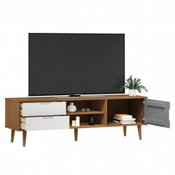 Szafka pod telewizor, brązowa, 158x40x49 cm, drewno sosnowe