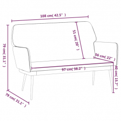 Ławka, czarna, 108x79x79 cm, tapicerowana aksamitem