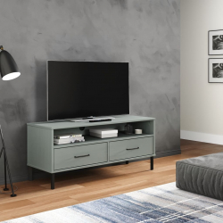 Szafka pod TV OSLO, metalowe nóżki, szara, sosnowa