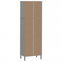 Regał OSLO z 2 szufladami, szary, 60x35x180 cm, lite drewno