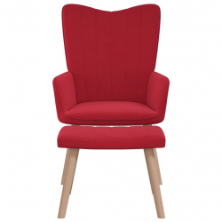 Fotel z podnóżkiem, winna czerwień, obity aksamitem