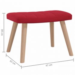 Fotel z podnóżkiem, winna czerwień, obity aksamitem