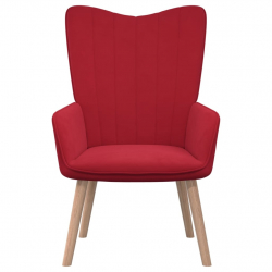 Fotel z podnóżkiem, winna czerwień, obity aksamitem