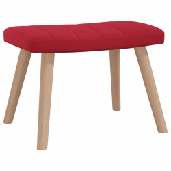 Fotel z podnóżkiem, winna czerwień, obity aksamitem