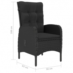 5-częściowy zestaw mebli ogrodowych, rattan PE i akacja, czarny