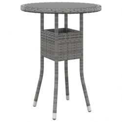 Stolik ogrodowy, Ø60x75 cm, szkło hartowane i rattan PE, szary