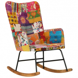 Fotel bujany, kolorowy, płócienny patchwork