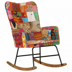 Fotel bujany, kolorowy, płócienny patchwork