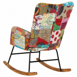 Fotel bujany, kolorowy, płócienny patchwork