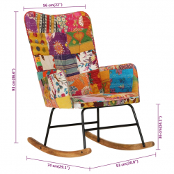 Fotel bujany, kolorowy, płócienny patchwork