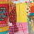 Fotel bujany, kolorowy, płócienny patchwork