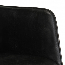 Fotel bujany z podnóżkiem, czarny, skóra naturalna
