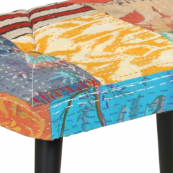 Fotel z podnóżkiem, kolorowy, płócienny patchwork