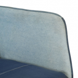 Fotel bujany z podnóżkiem, niebieski, jeansowy patchwork