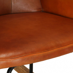 Fotel bujany z podnóżkiem, jasnobrązowy, skóra naturalna