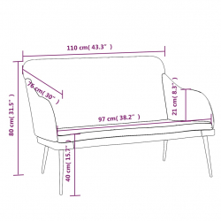 Ławka, niebieska, 110x76x80 cm, obita aksamitem