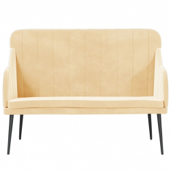 Ławka, kremowa, 110x76x80 cm, obita aksamitem