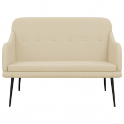 Ławka, kremowa, 110x76x80 cm, obita tkaniną