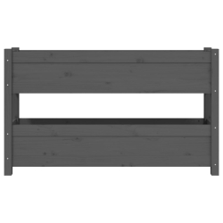 Donica, szara, 112x25x66 cm, lite drewno sosnowe