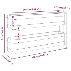 Donica, szara, 112x25x66 cm, lite drewno sosnowe