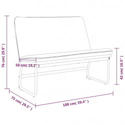 Ławka, czarna, 100x75x76 cm, obita tkaniną