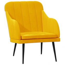 Fotel, żółty, 63x76x80 cm, obity aksamitem
