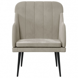Fotel, jasnoszary, 63x76x80 cm, obity aksamitem