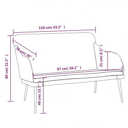 Ławka, ciemnoszara, 110x76x80 cm, obita aksamitem