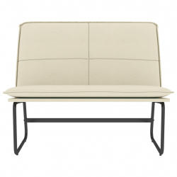 Ławka, kremowa, 100x75x76 cm, tapicerowana sztuczną skórą
