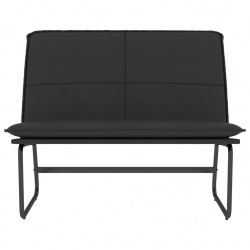 Ławka, czarna, 100x75x76 cm, tapicerowana sztuczną skórą
