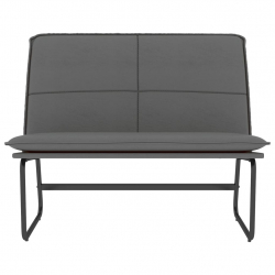 Ławka, szara, 100x75x76 cm, tapicerowana sztuczną skórą